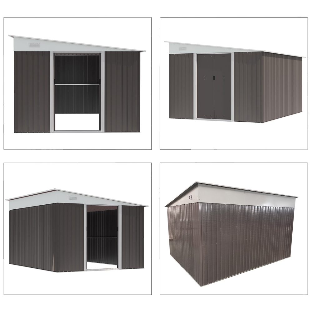 Outsunny 11.3x9.2ft Steel Shed Grey Image 6