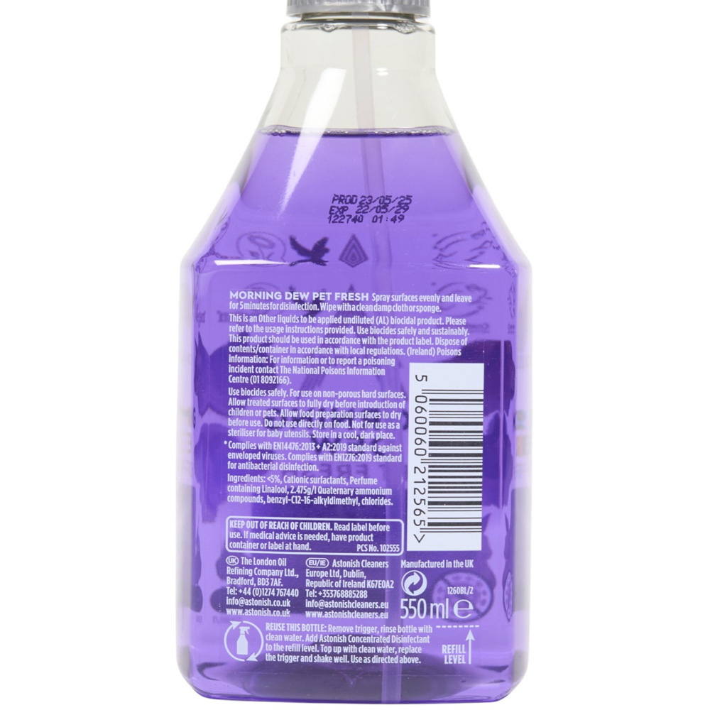 Astonish Ready to Use Morning Dew Pet Fresh Disinfectant Trigger Spray 550ml Image 3