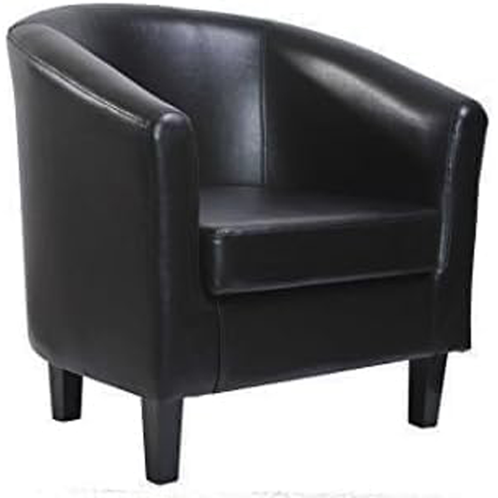 wilko Black Faux Leather Tub Arm Chair Image 2