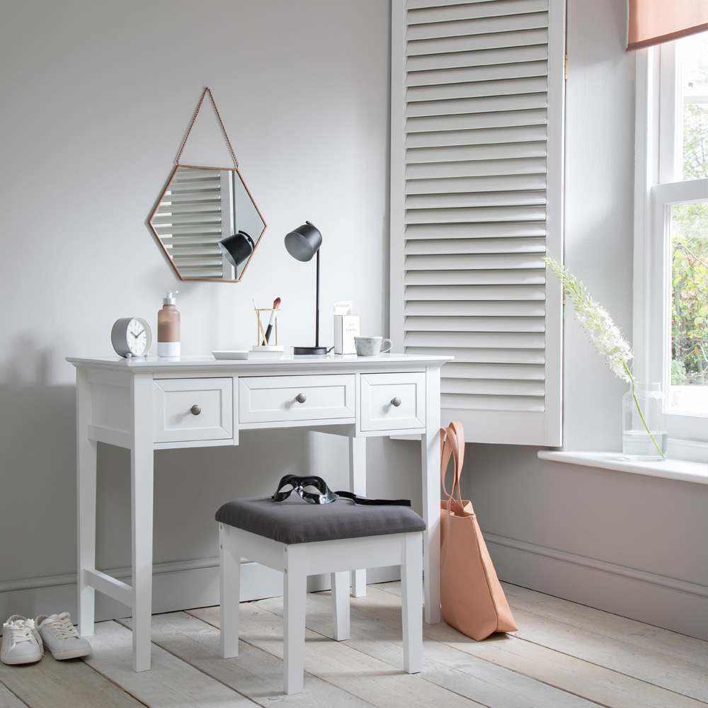 Noa and Nani Karlstad 3 Drawer White Dressing Table and Stool Set Image 8