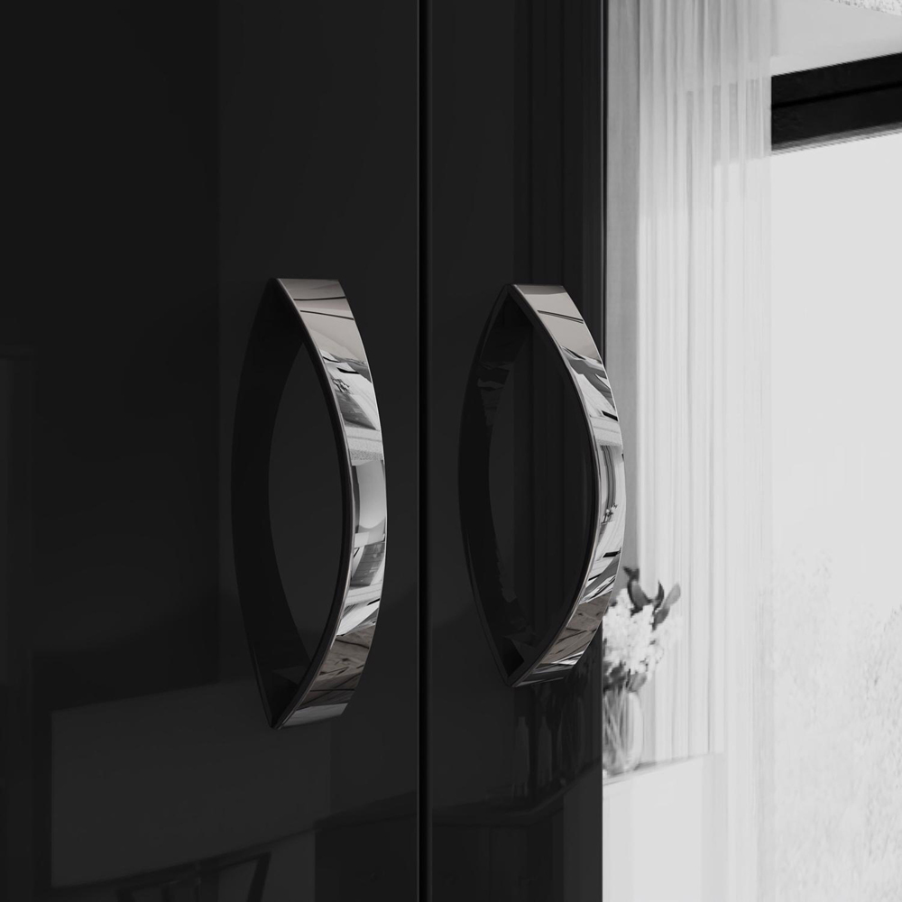 FWStyle Chilton 3 Door Black Gloss Mirrored Wardrobe Image 4