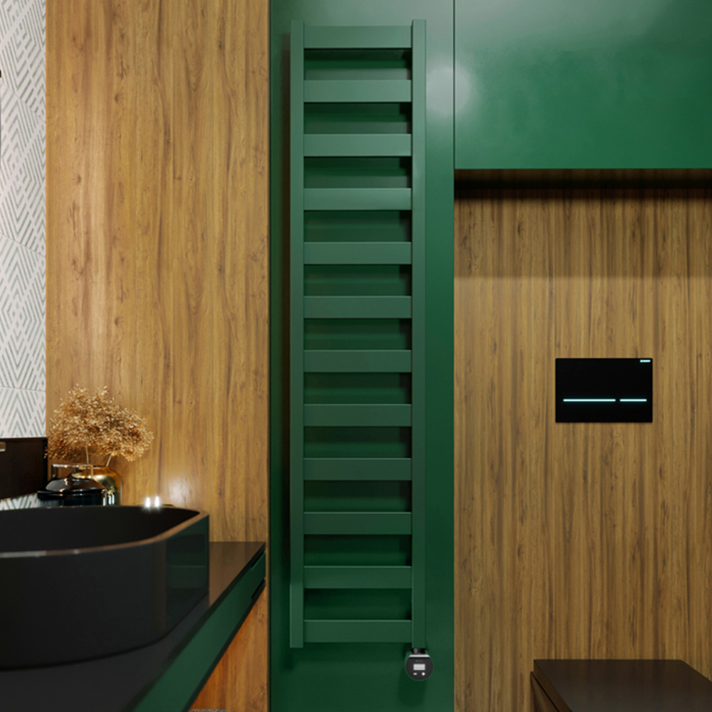 Terma Vivo Matt Green Electric Towel Rail with VEO Element Controller 1390 x 300mm Image 8