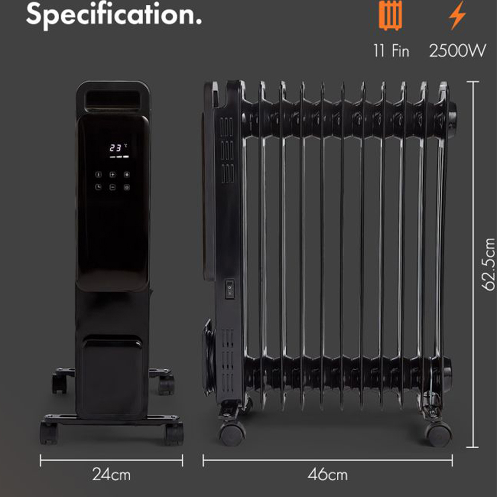 VonHaus 11 Fin Black Digital Oil Filled Radiator Image 9