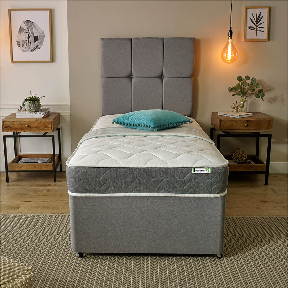 Starlight Beds Small Single Grey Hybrid Deep Memory Foam and Spring Mattress Image 4