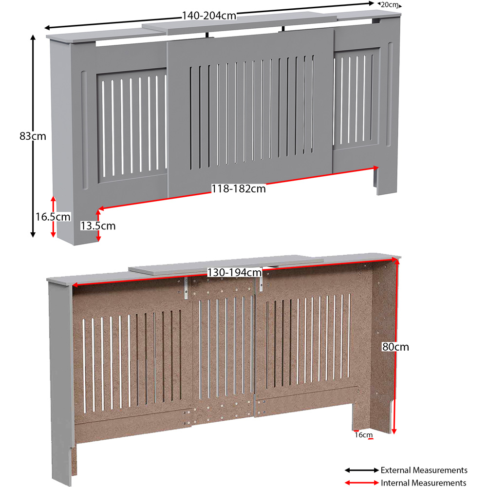 Vida Designs Chelsea Olive Grey Adjustable Radiator Cover Image 9