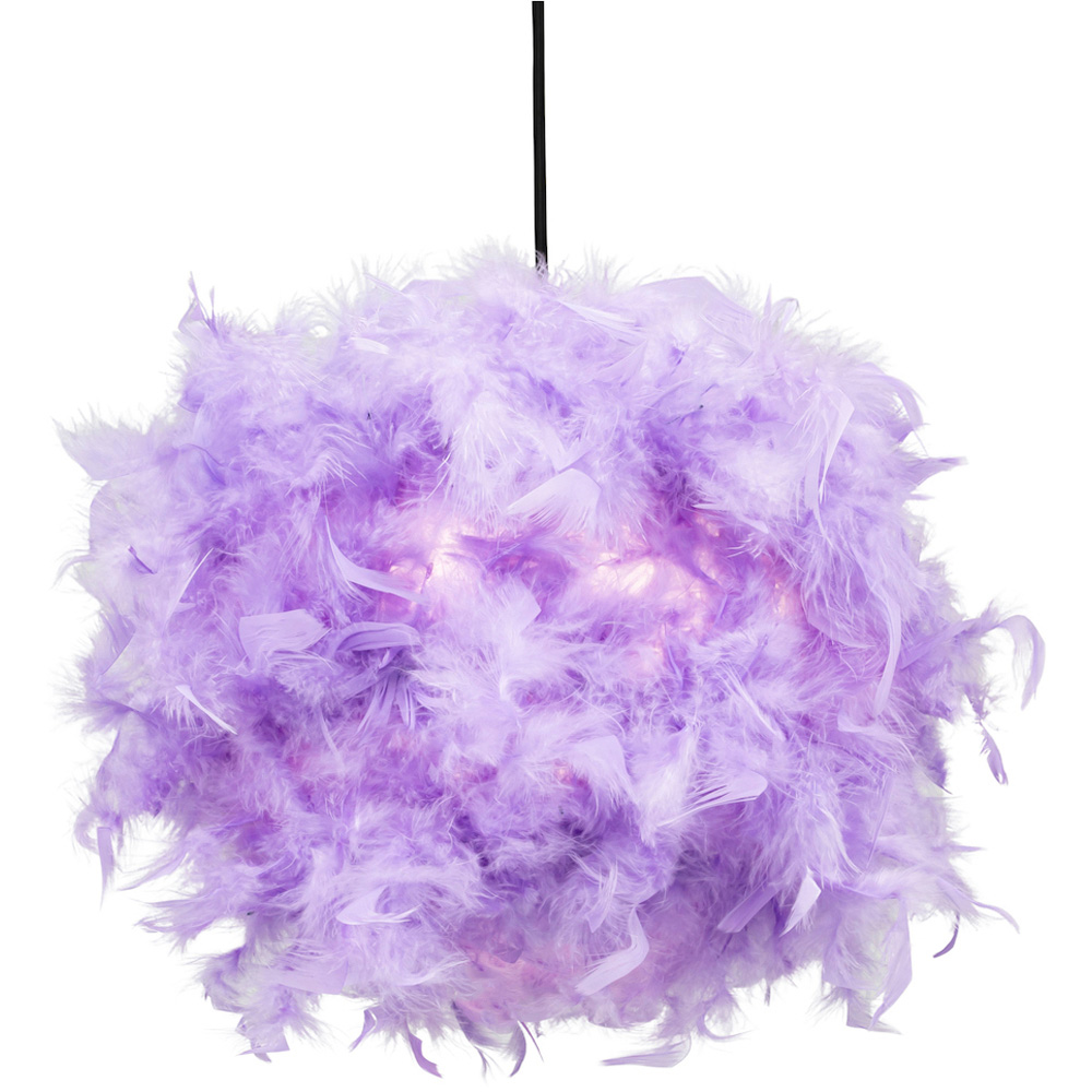 Happy Homewares Lilac Feather Decorated Pendant Shade Image 3