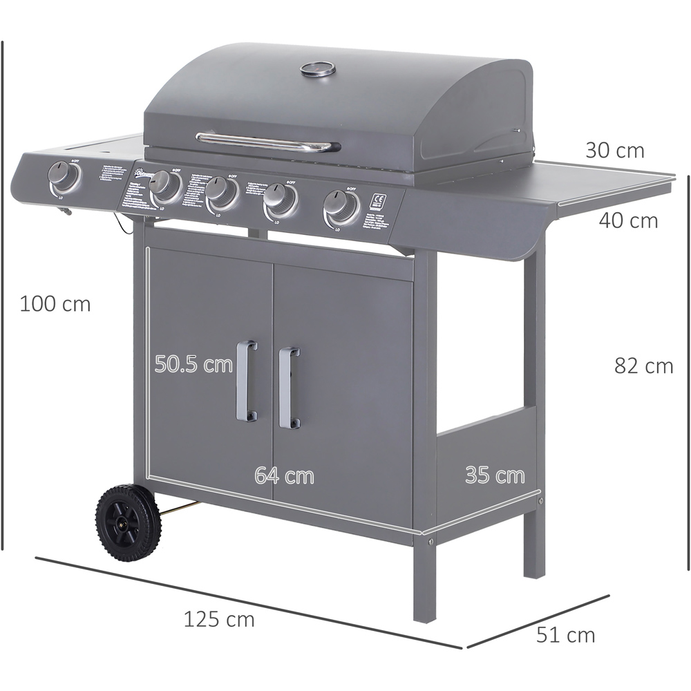 Outsunny Stainless Steel 4 Plus 1 Single Burner Gas BBQ Grill Image 7