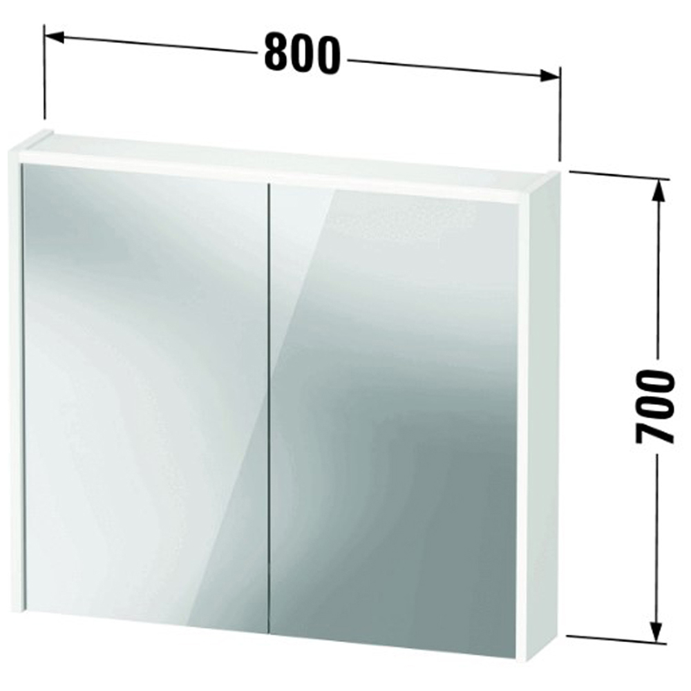 Duravit D-Code 2 Door Matt White Illuminated Mirror Cabinet 800 x 700mm Image 3