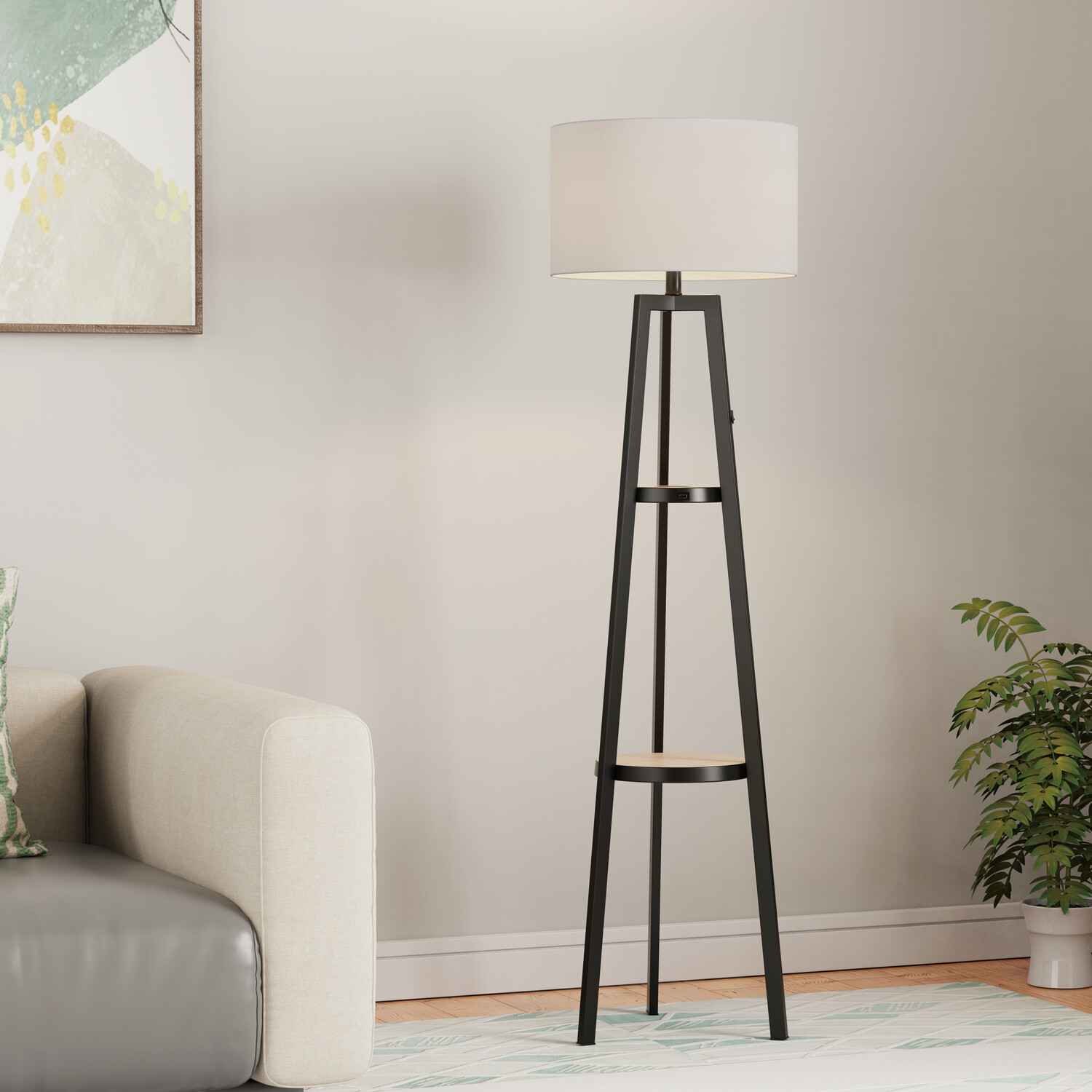 Hudson Charging Floor Light - Black and White Image 3