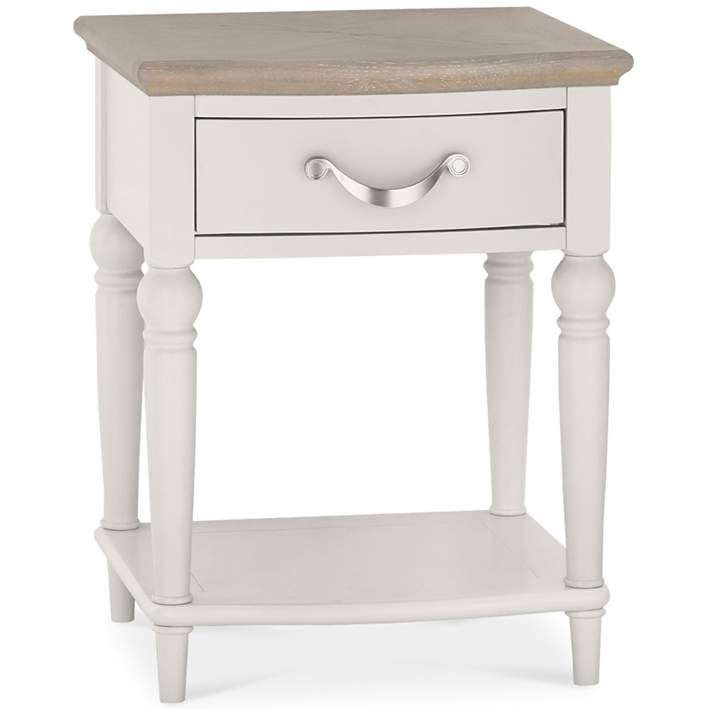 Bentley Designs Montreux Single Drawer Single Shelf Grey Washed Oak and Soft Grey Nightstand Image 2