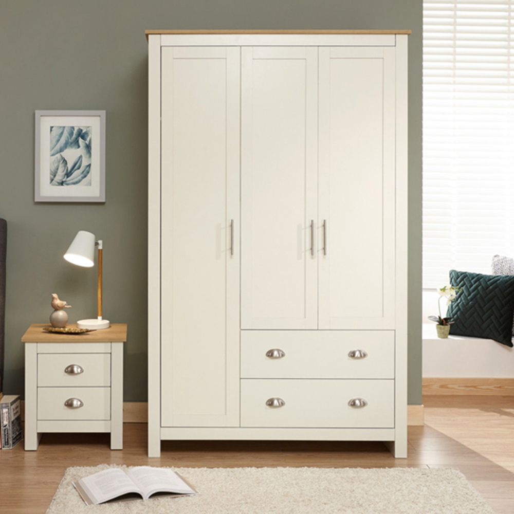 GFW Lancaster 3 Door 2 Drawer Cream Wardrobe Image 6