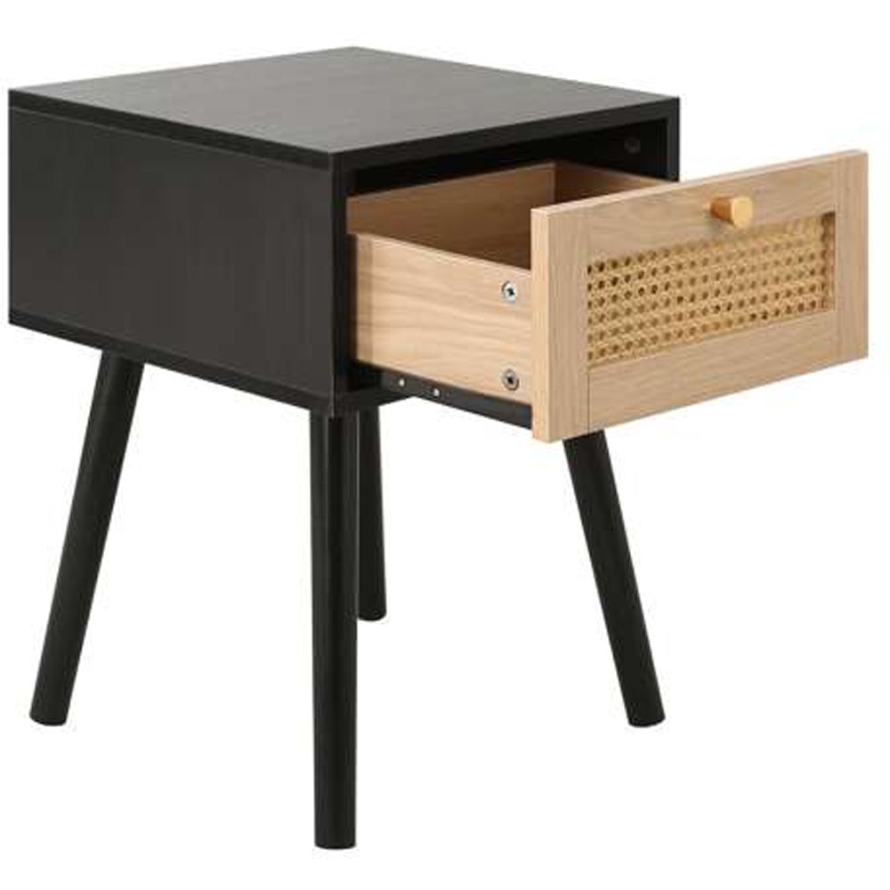 Birlea Croxley Black Single Drawer Rattan Bedside Table Set of 2 Image 3