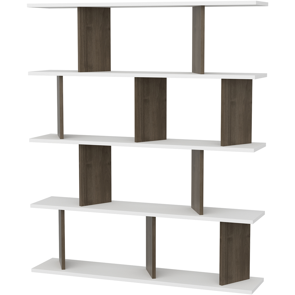Decorotika Grace 10 Shelf White and Walnut Bookcase Image 2