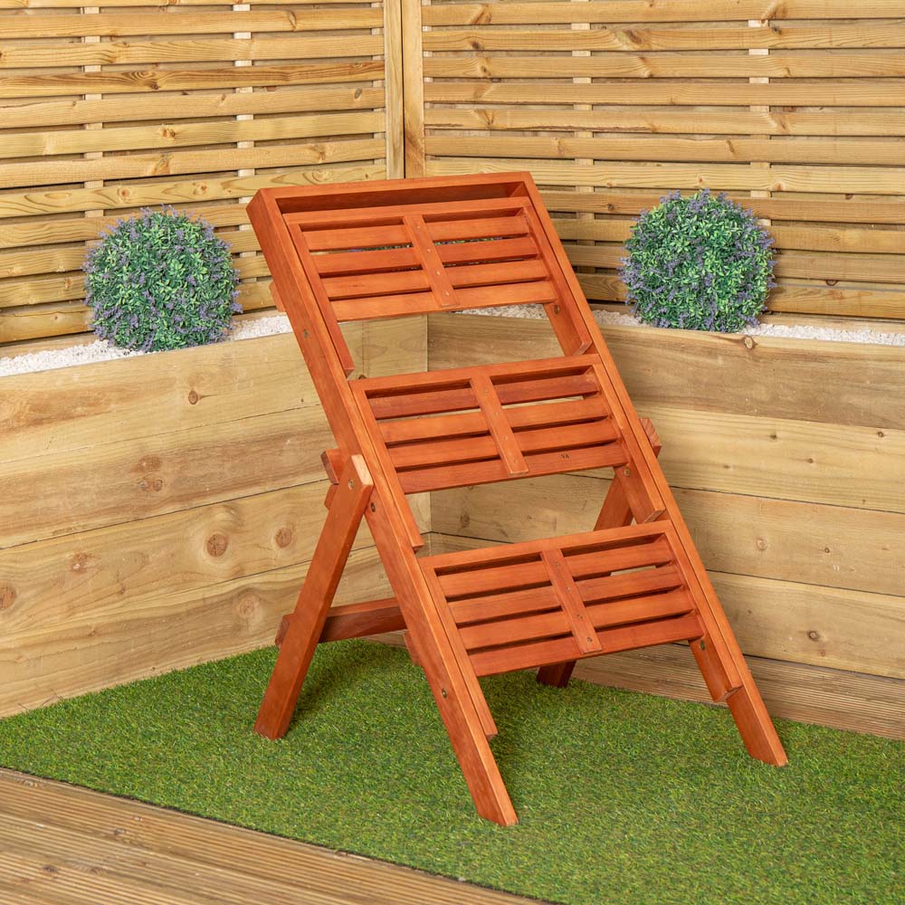 Samuel Alexander 3 Shelf Wooden Foldable Plant Display Stand Image 4