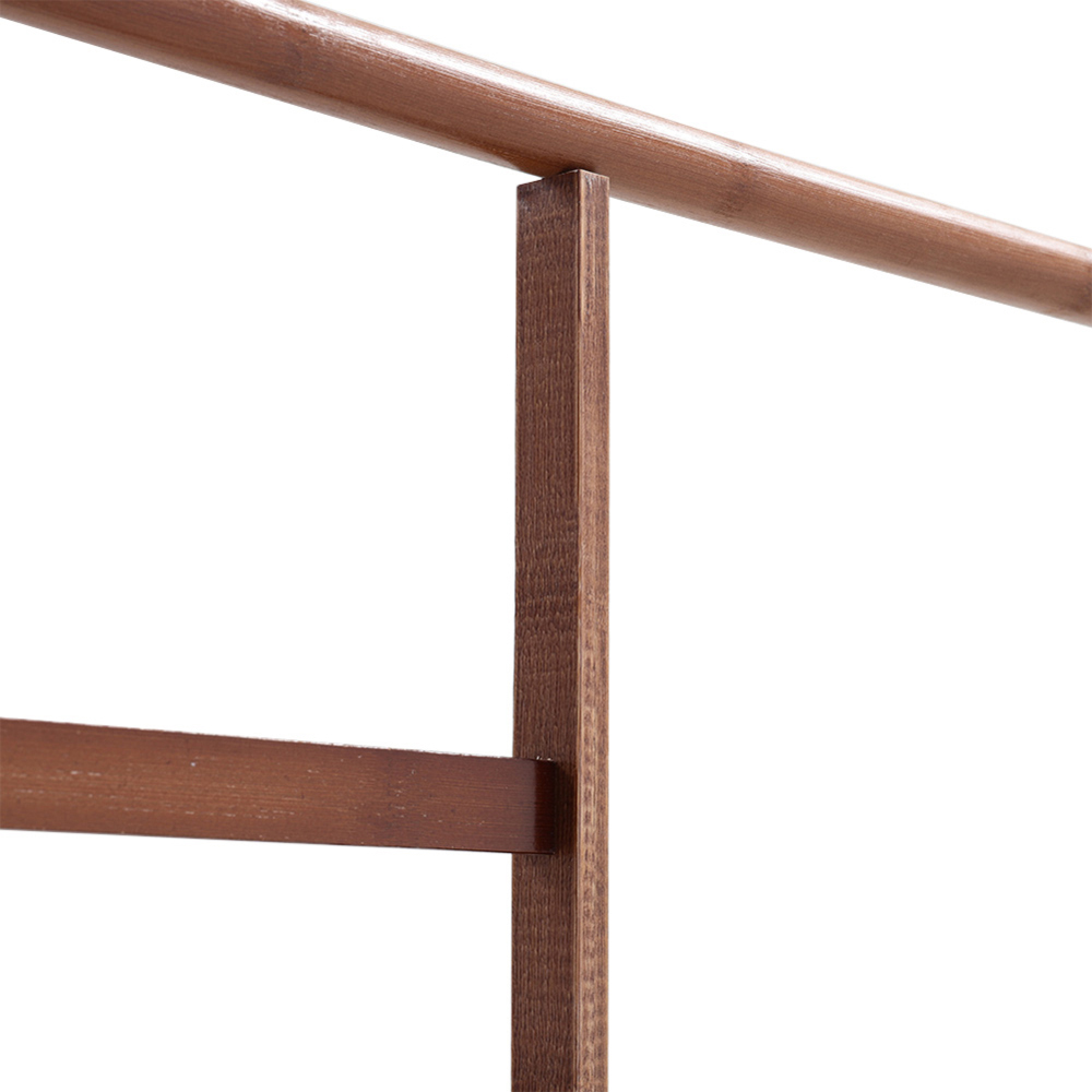 Living and Home Brown Bamboo Freestanding Clothing Rack With Storage Shelf Image 3