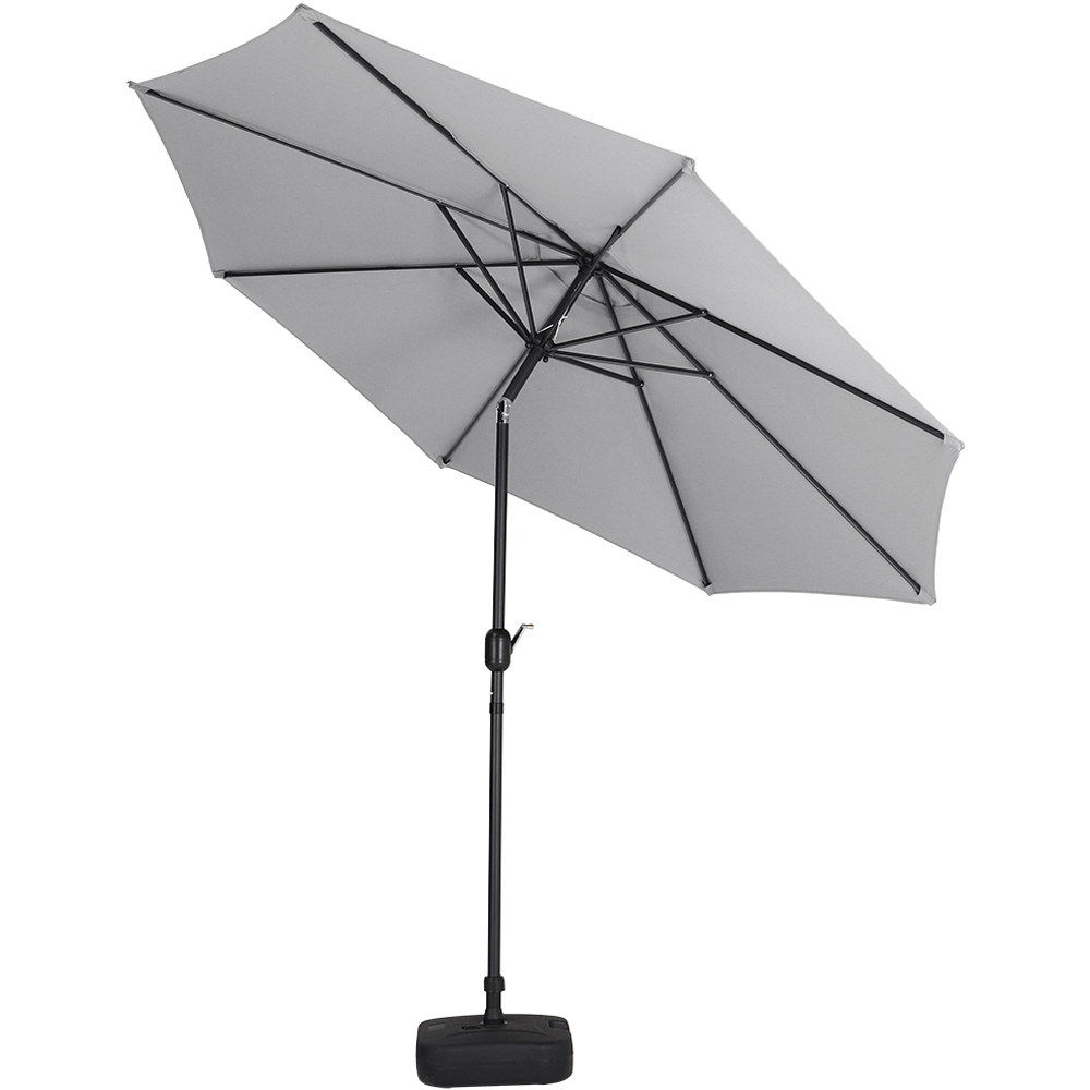 Living and Home Light Grey Round Crank Tilt Parasol with Plastic Fillable Base 3m Image 4