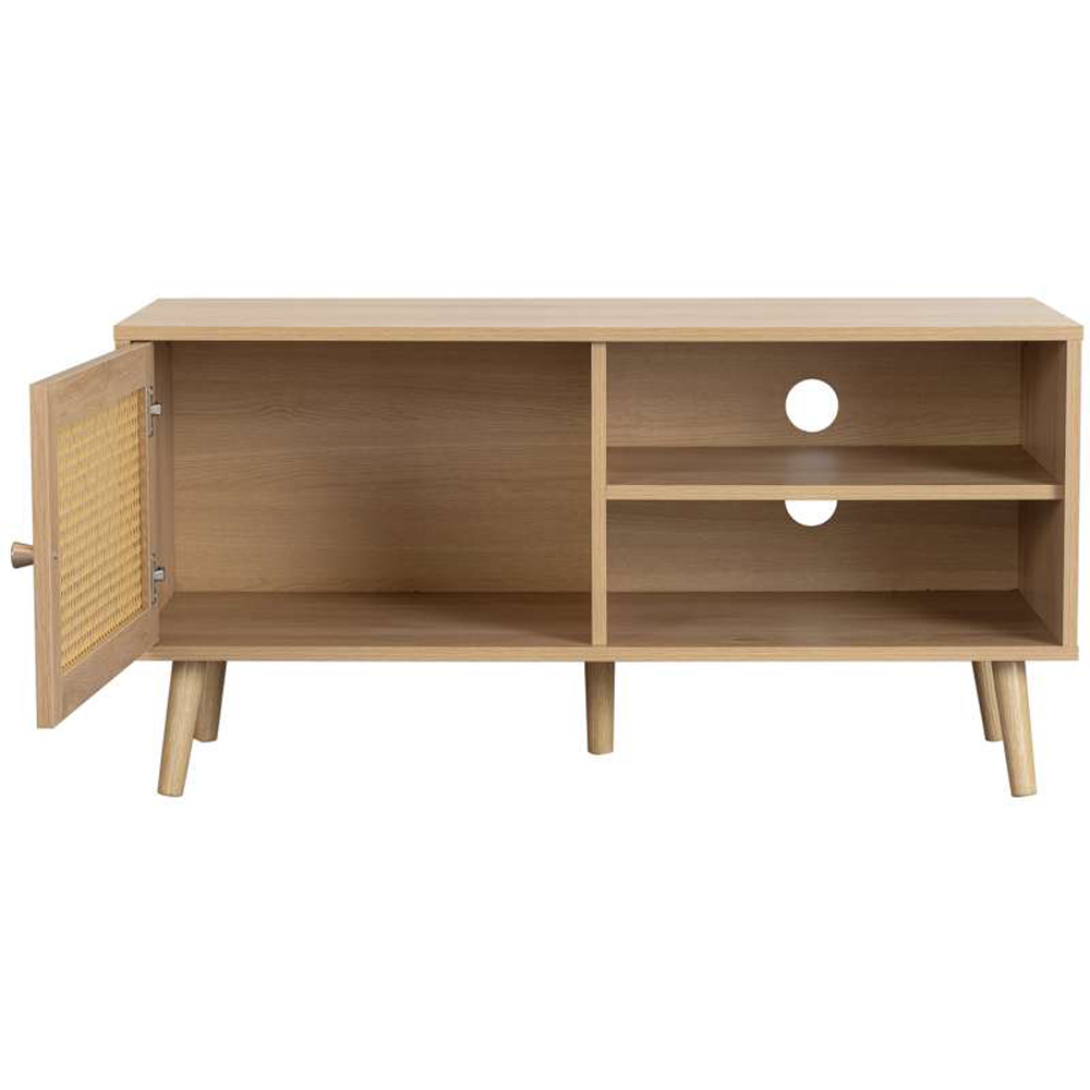 Birlea Croxley Oak Single Door 2 Shelf Rattan TV Unit Image 4
