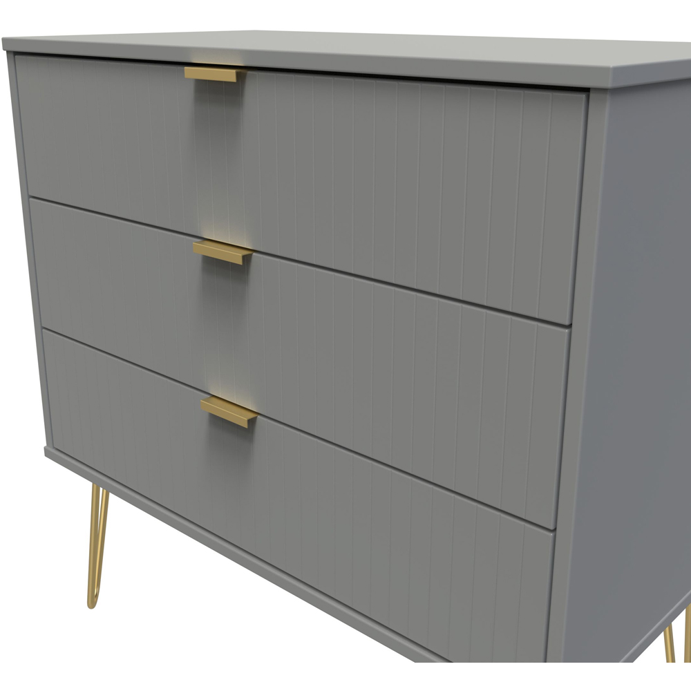 Crowndale 3 Drawer Dusk Grey Wide Chest of Drawers Ready Assembled Image 5