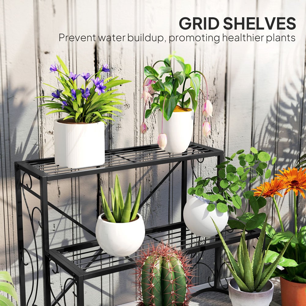 Outsunny 3 Tier Black Garden Plant Stand Image 6