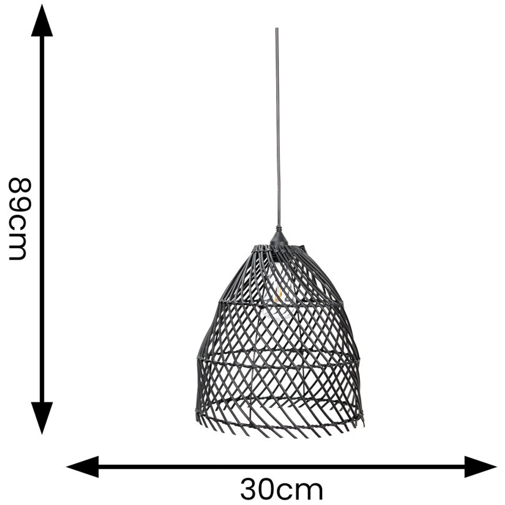 ValueLights Black Rattan Battery Operated Outdoor Hanging Pendant Light Image 4