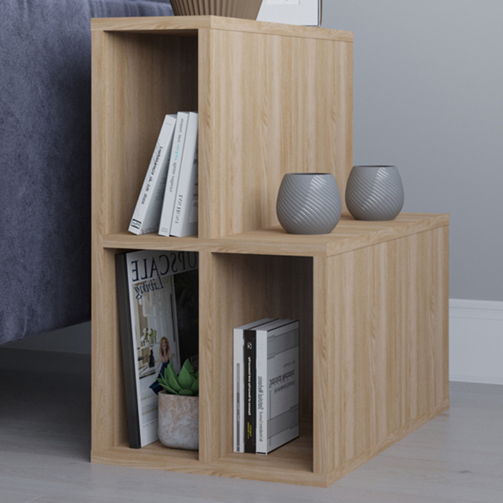 Decorotika Lemont 4 Shelf Oak Side Table Image 1