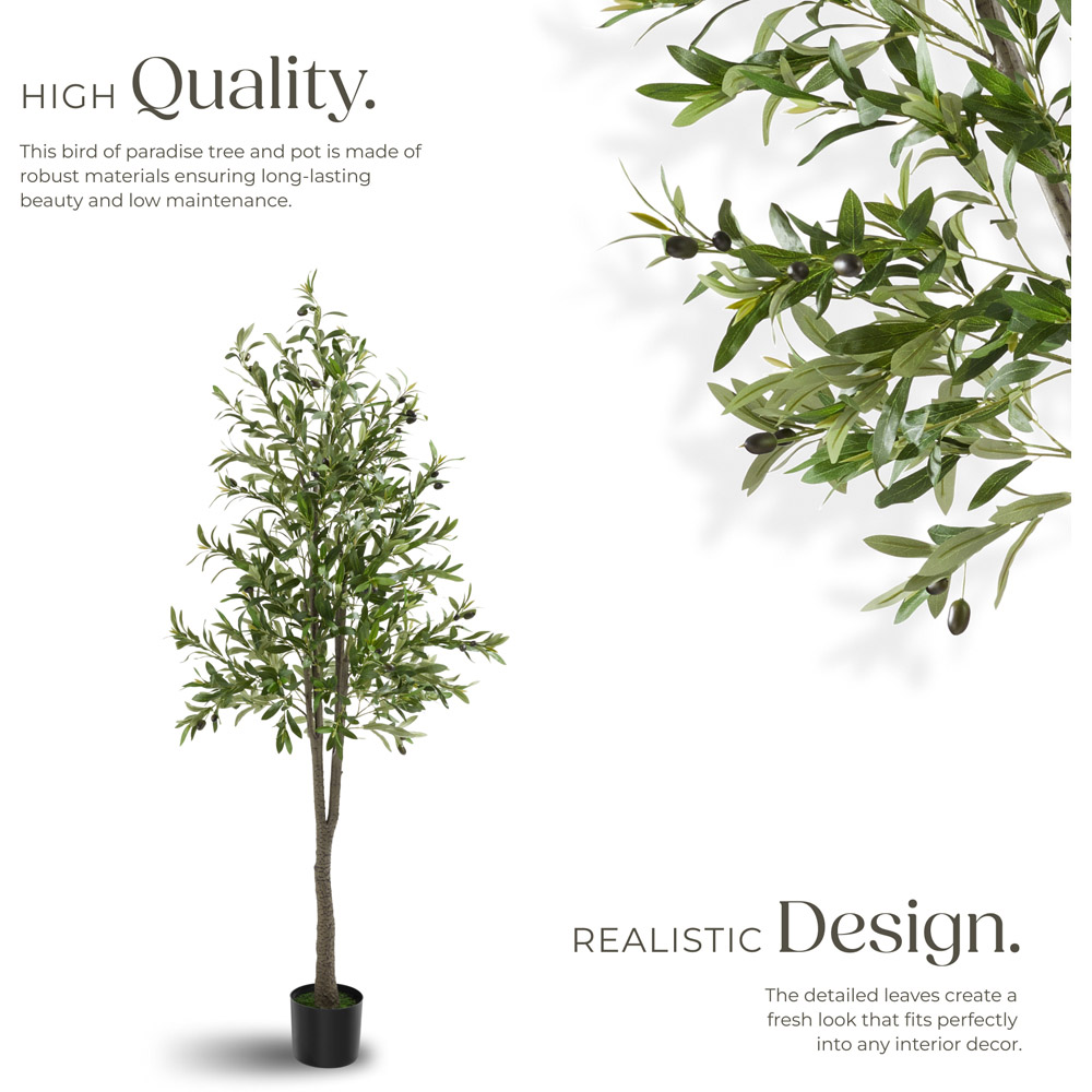 tectake Artificial Olive Tree in Pot 180cm Image 3