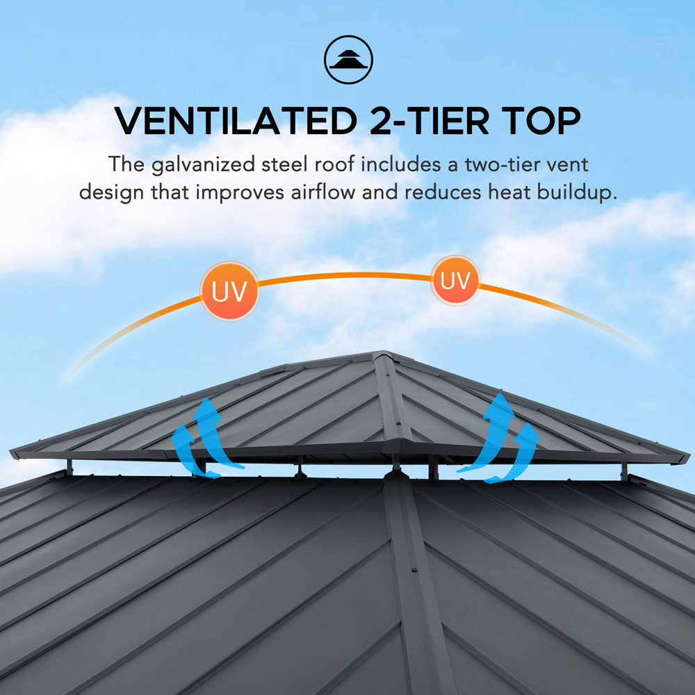 Sunjoy Rimo 3.9 x 4.5m Anthracite Cedar Wood Gazebo Image 3