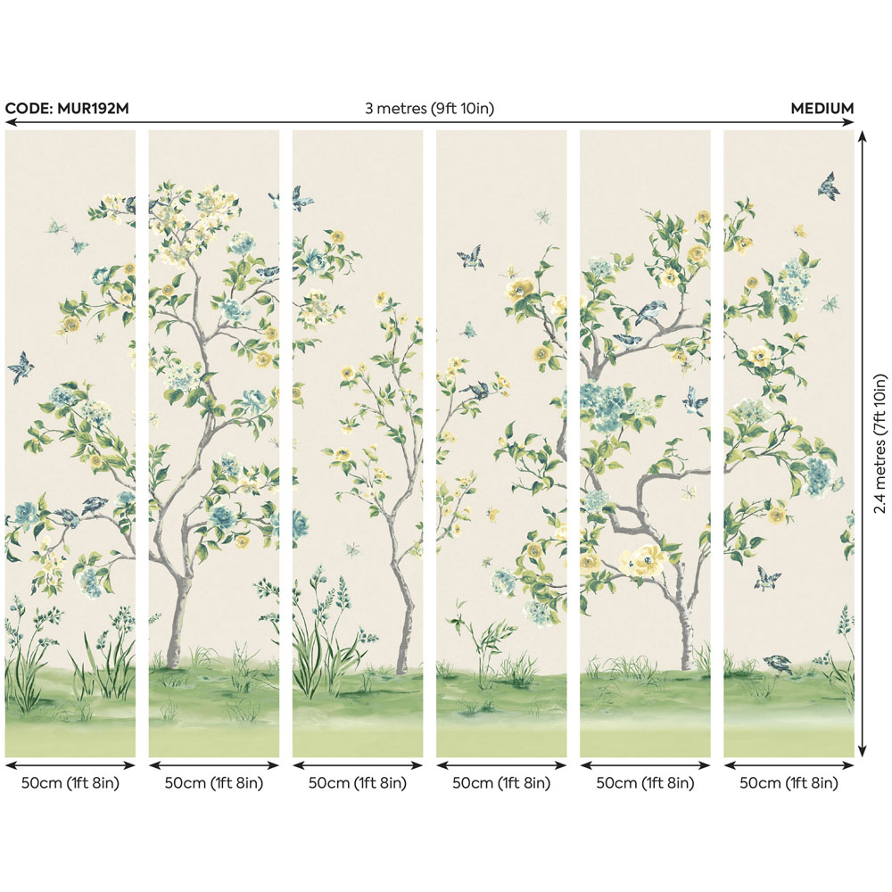 Origin Murals Oriental Flower Tree Cream Wall Mural Image 3