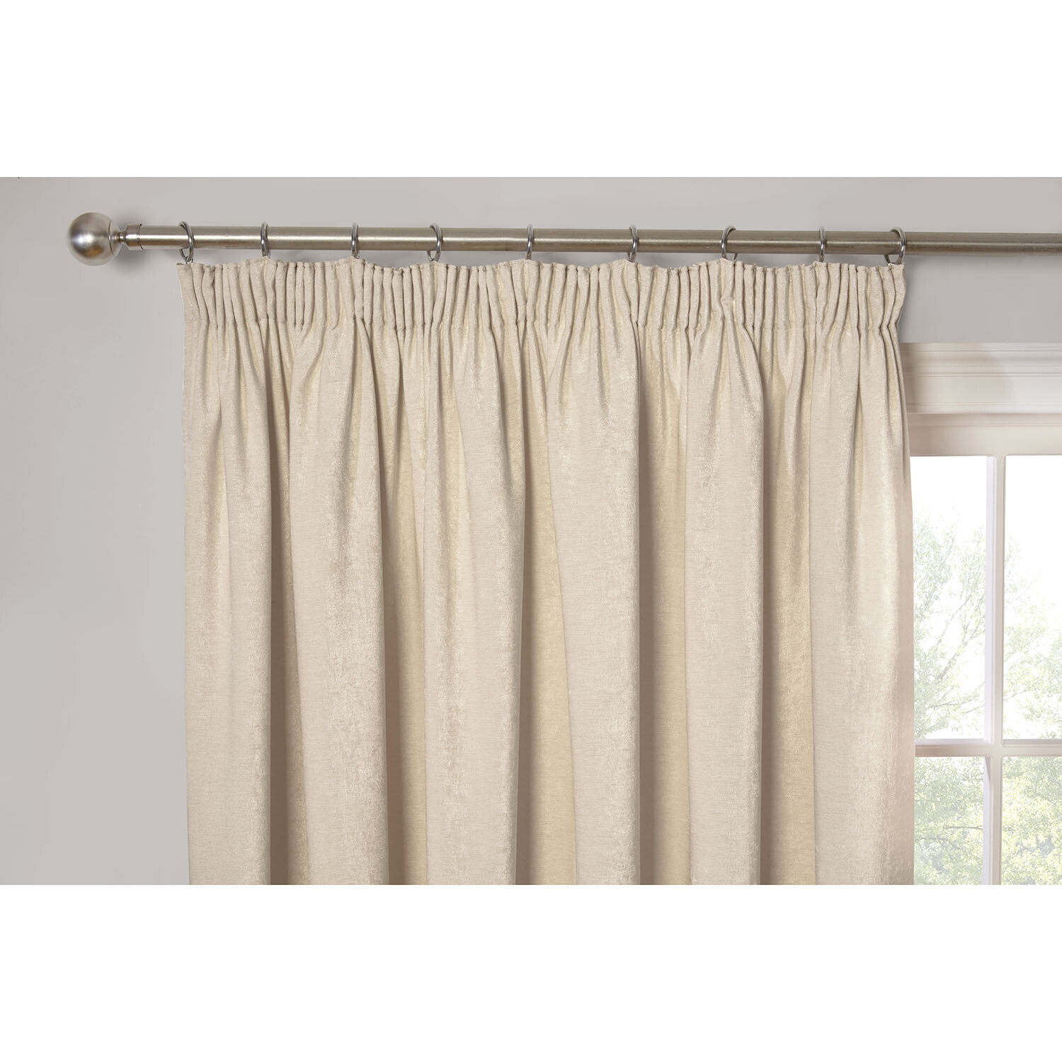 Chenille Taped Curtains - Natural / 229cm Image 3