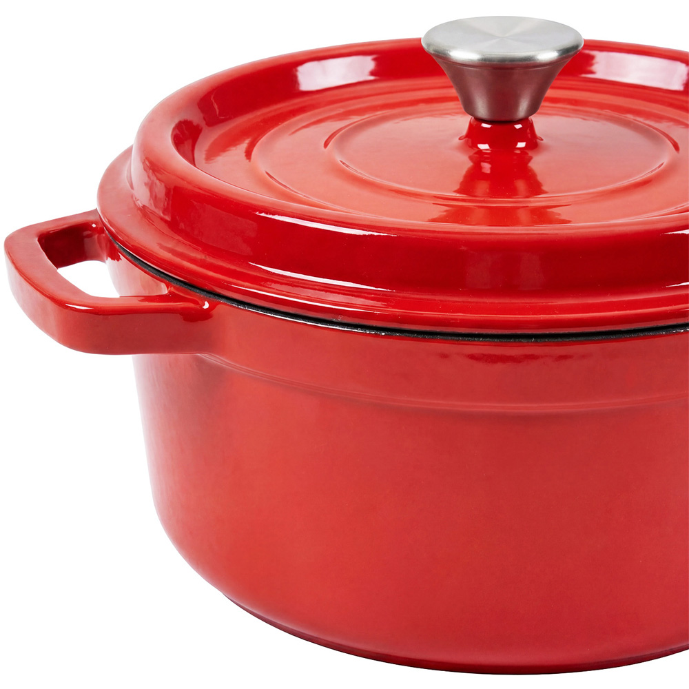 Living and Home Red Enamelled Cast Iron Dutch Oven Pot 5L Image 4