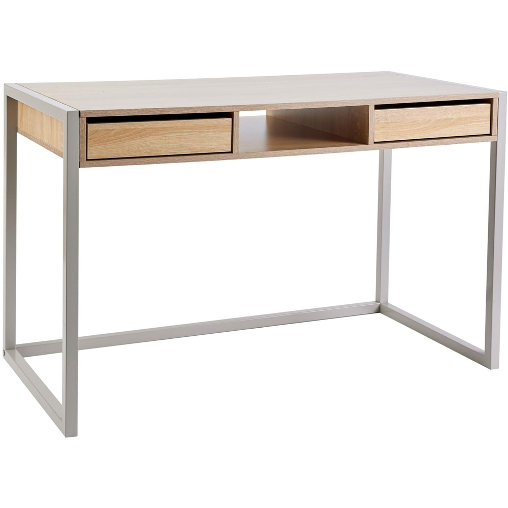 Home Source Toronto 2 Drawer Single Shelf Computer Desk Oak Effect Image 2