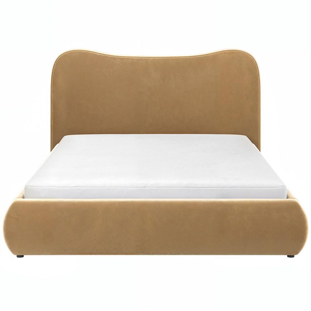 Solace+Co Ember King Size Sand Velvet Ottoman Bed Image 2