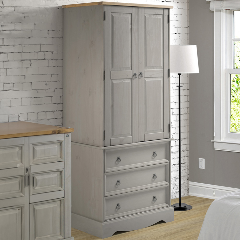 Core Products Corona 2 Door 3 Drawer Grey Wardrobe Image 1