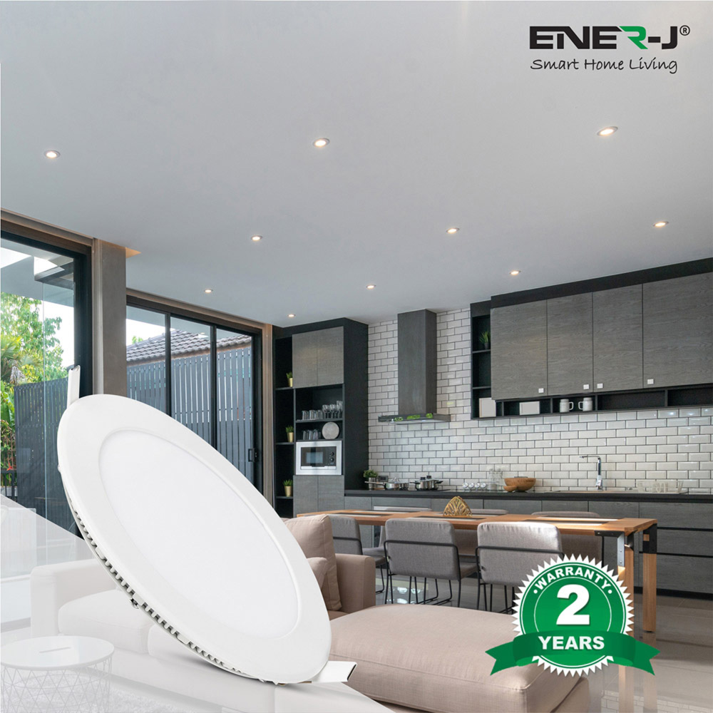 ENER-J 18W 6000K LED Panel Round Recessed Ceiling Downlight 4 Pack Image 2