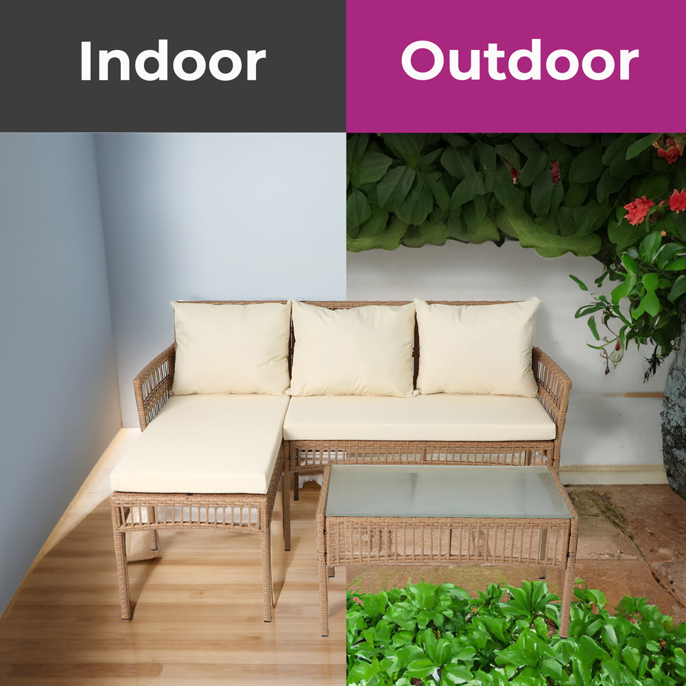 Neo 3 Seater Rattan Wicker Rope Corner Outdoor Furniture Set Image 5