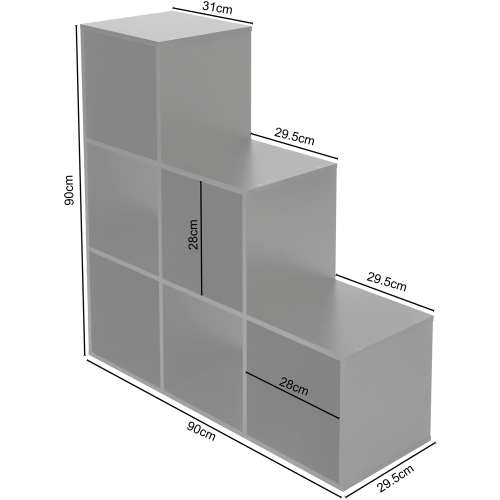 Jane 6 Shelf Black Ladder Cube Storage Unit Image 7