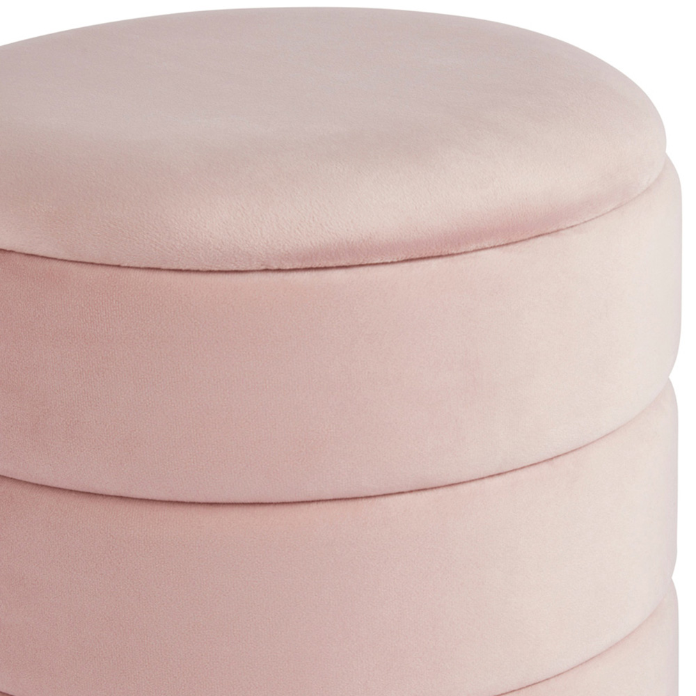 GFW Klara Blush Pink Soft Velvet Storage Stool Image 4