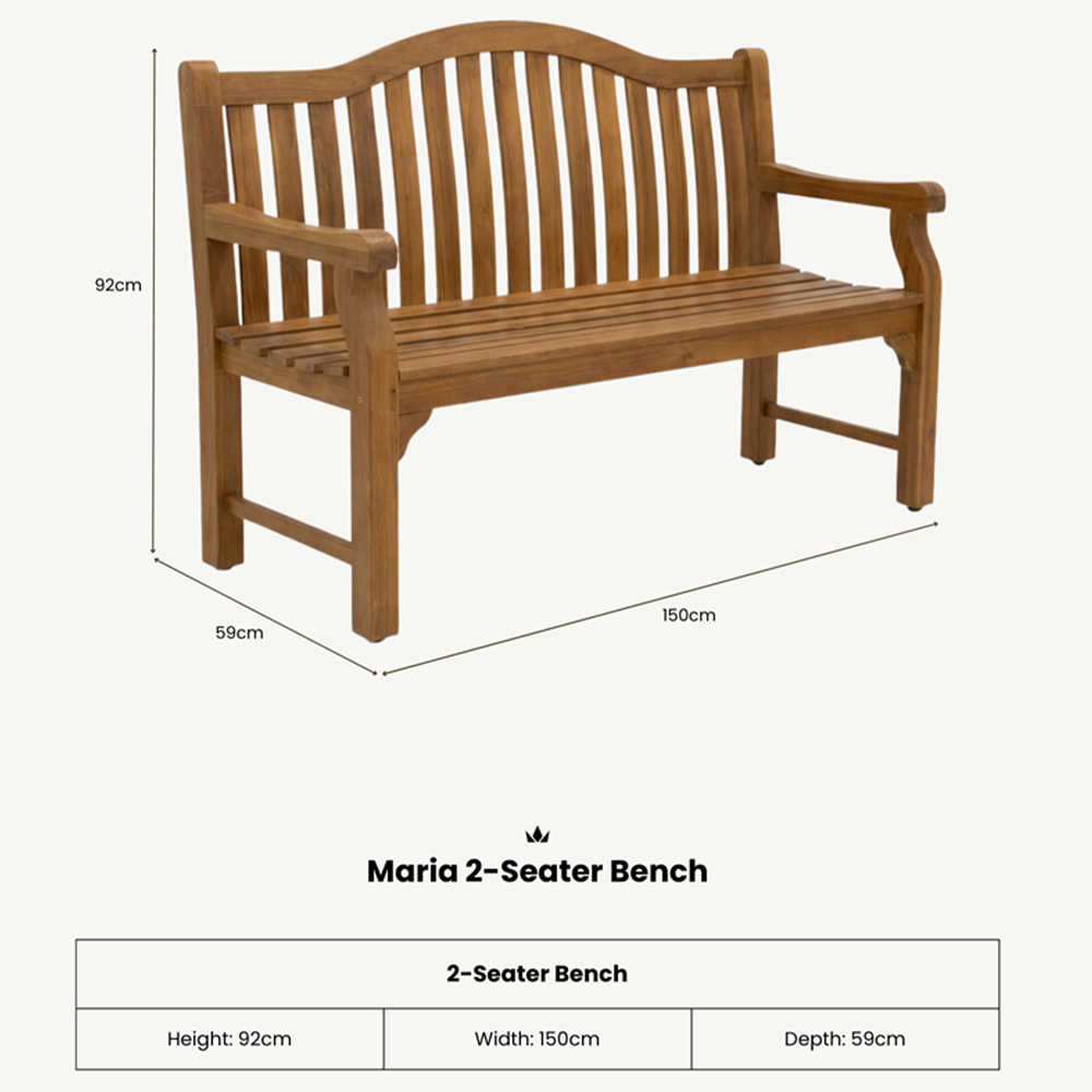 Royalcraft Maria 2 Seater Acacia Wood Garden Bench Image 8