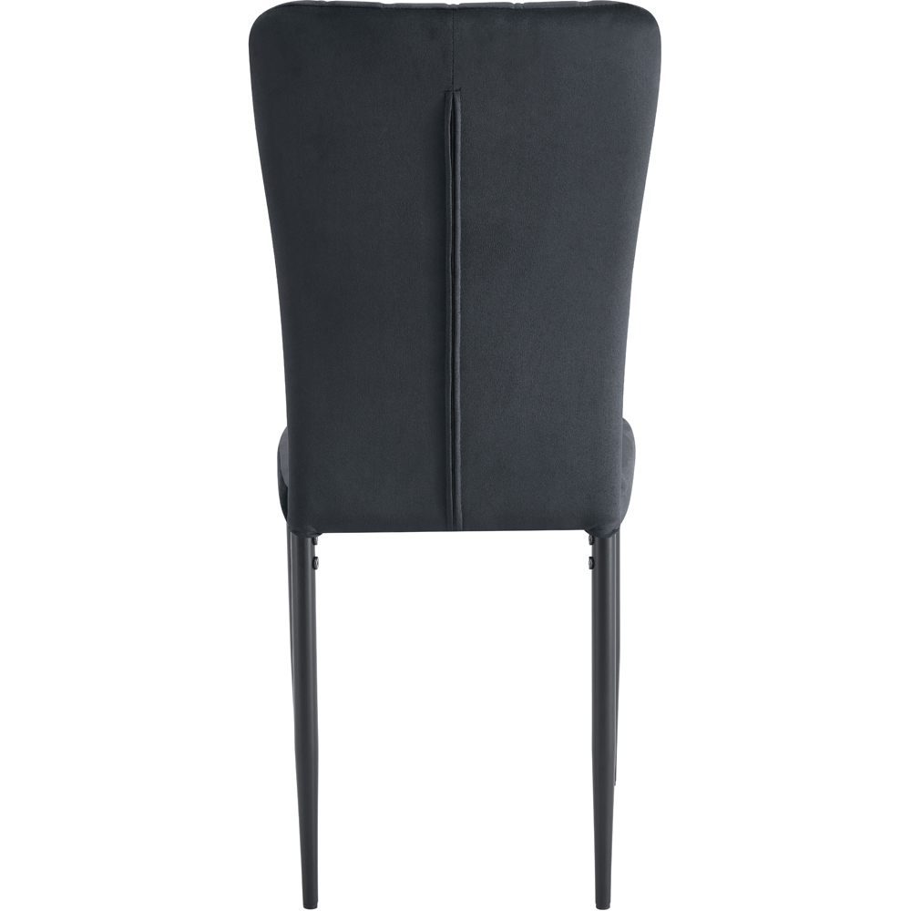 Elle Set of 2 Black Velvet Effect Plush Padded Upholstered Dining Chair Image 6
