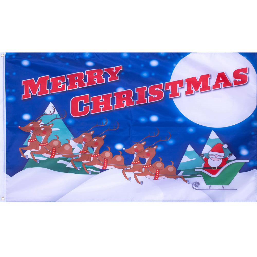 St Helens Blue Merry Christmas Flag with 2 Metal Grommets Image 2
