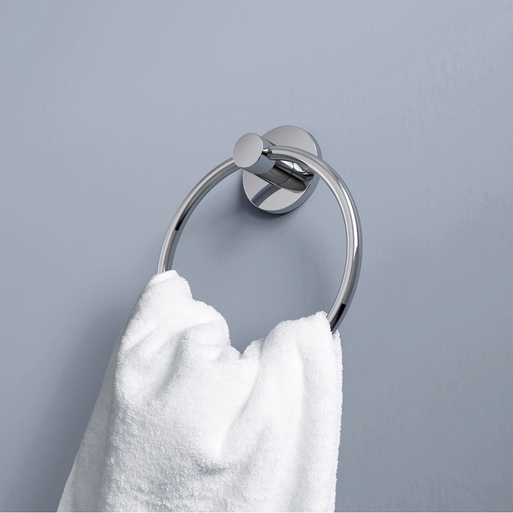 Bristan Solid Brass Chrome Wall Mounted Round Towel Ring Image 3