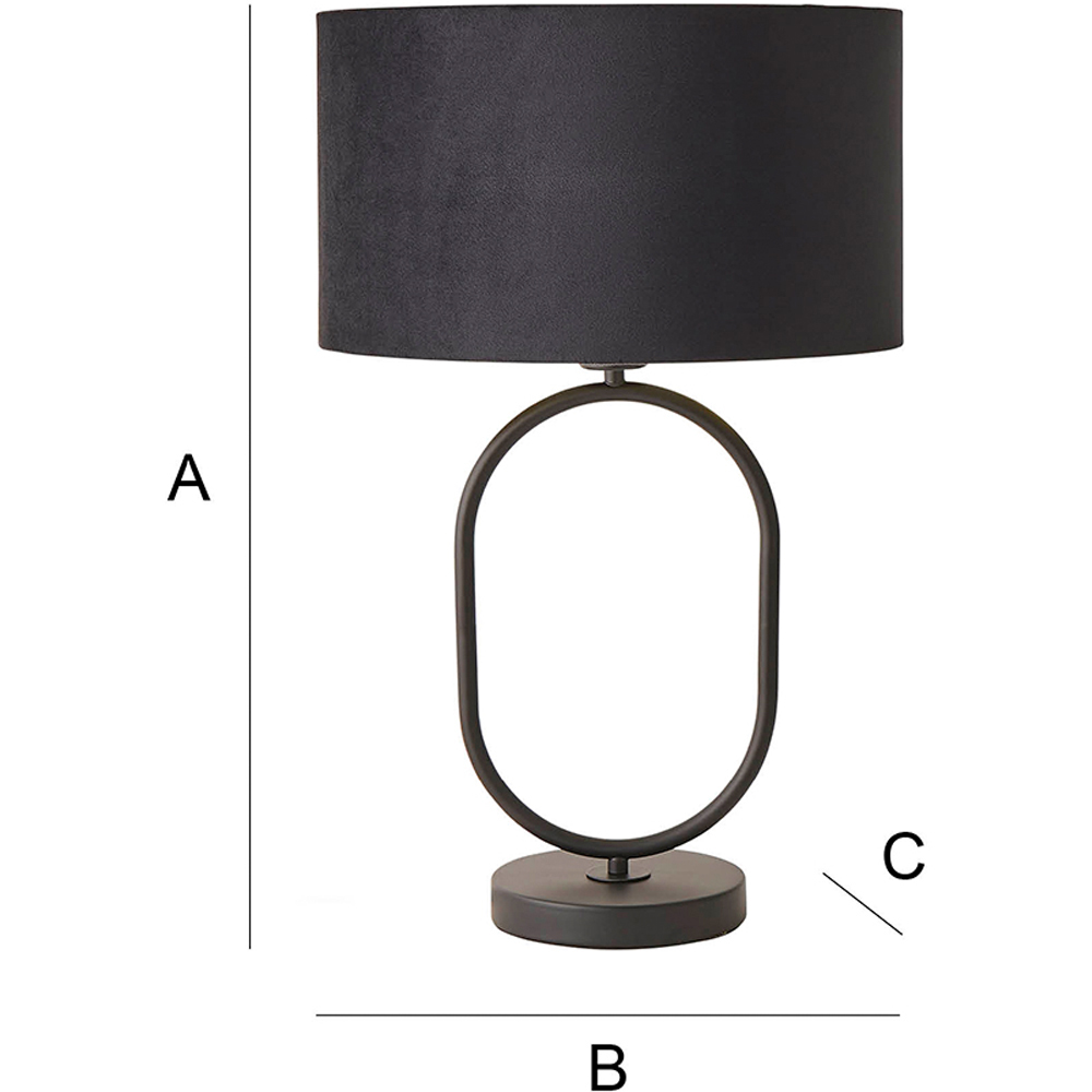 ValueLights Antonia Black Velvet and Gold Drum Shade Matte Black Oval LED Table Lamp Image 7