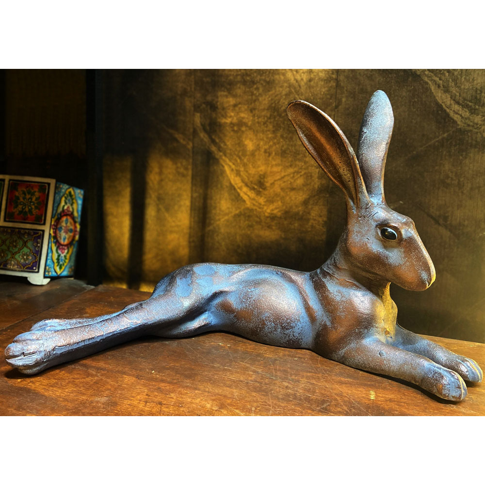 Inspirational Gifting Laying Hare Cast Aluminium Garden Ornament Image 4