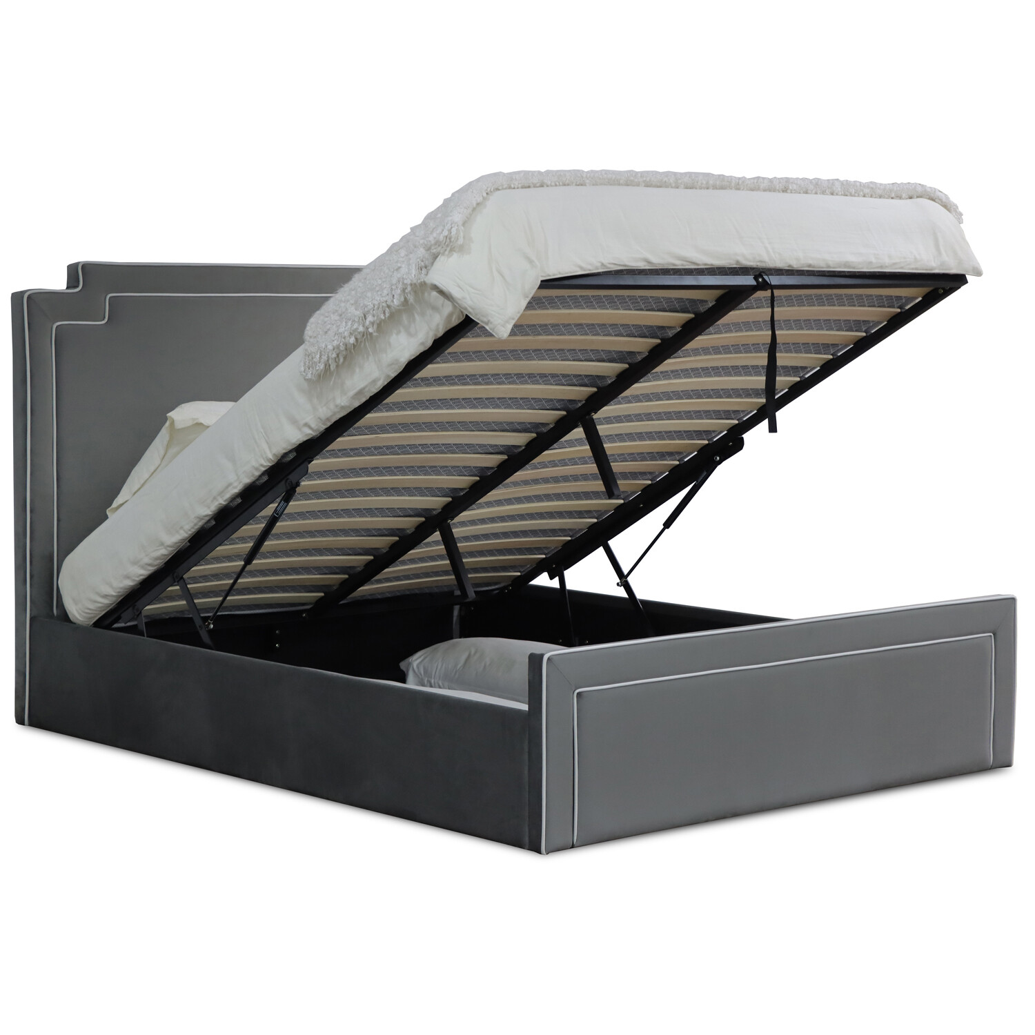 Amelia Double Grey Ottoman Bed Image 9
