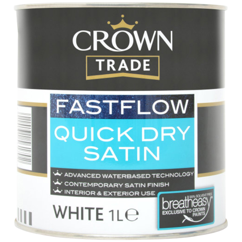 Crown Trade Fastflow Satin White Quick Dry Paint 1L Image 2