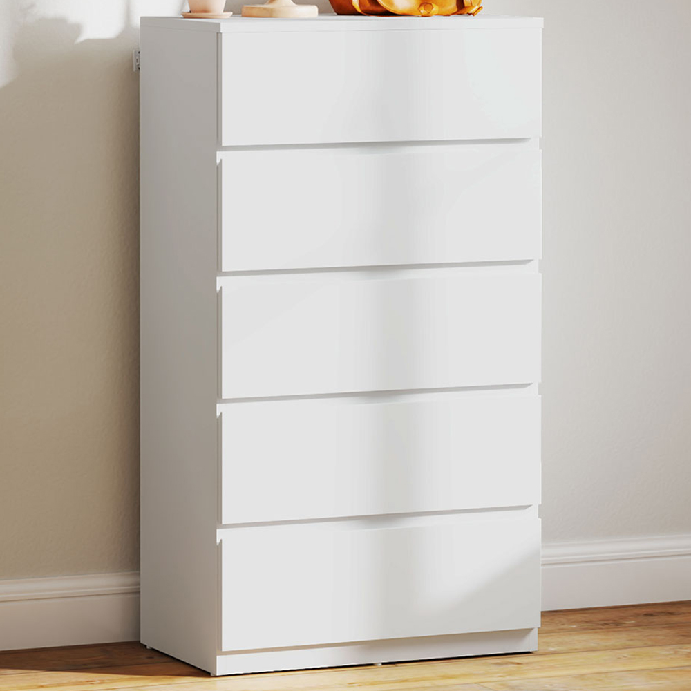 Portland 5 Drawer White Chest of Drawers Image 1