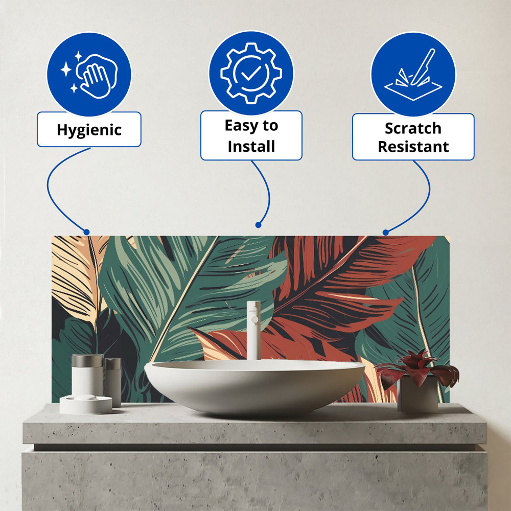 Warren Reed Designer Autumn Colour Leaves Glass Bathroom Splashback 25 x 60cm Image 3