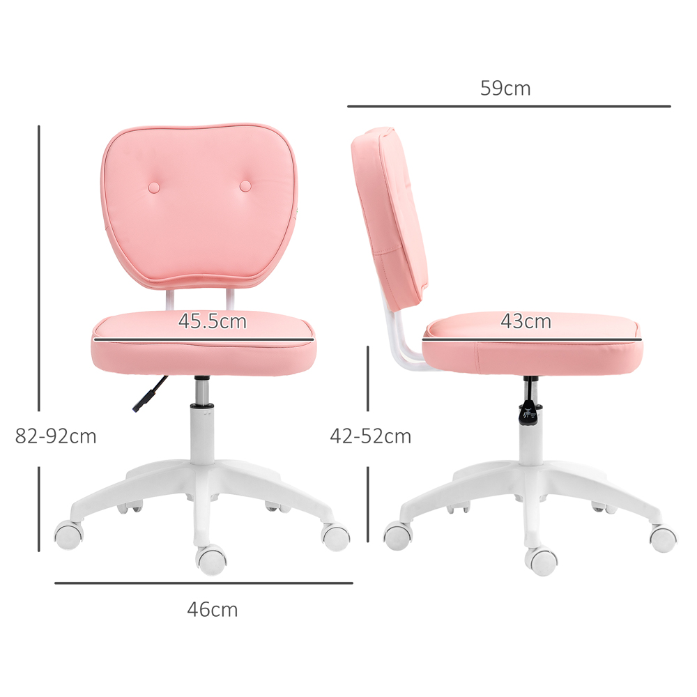 Portland Pink Armless Vanity Chair with Adjustable Height Image 9