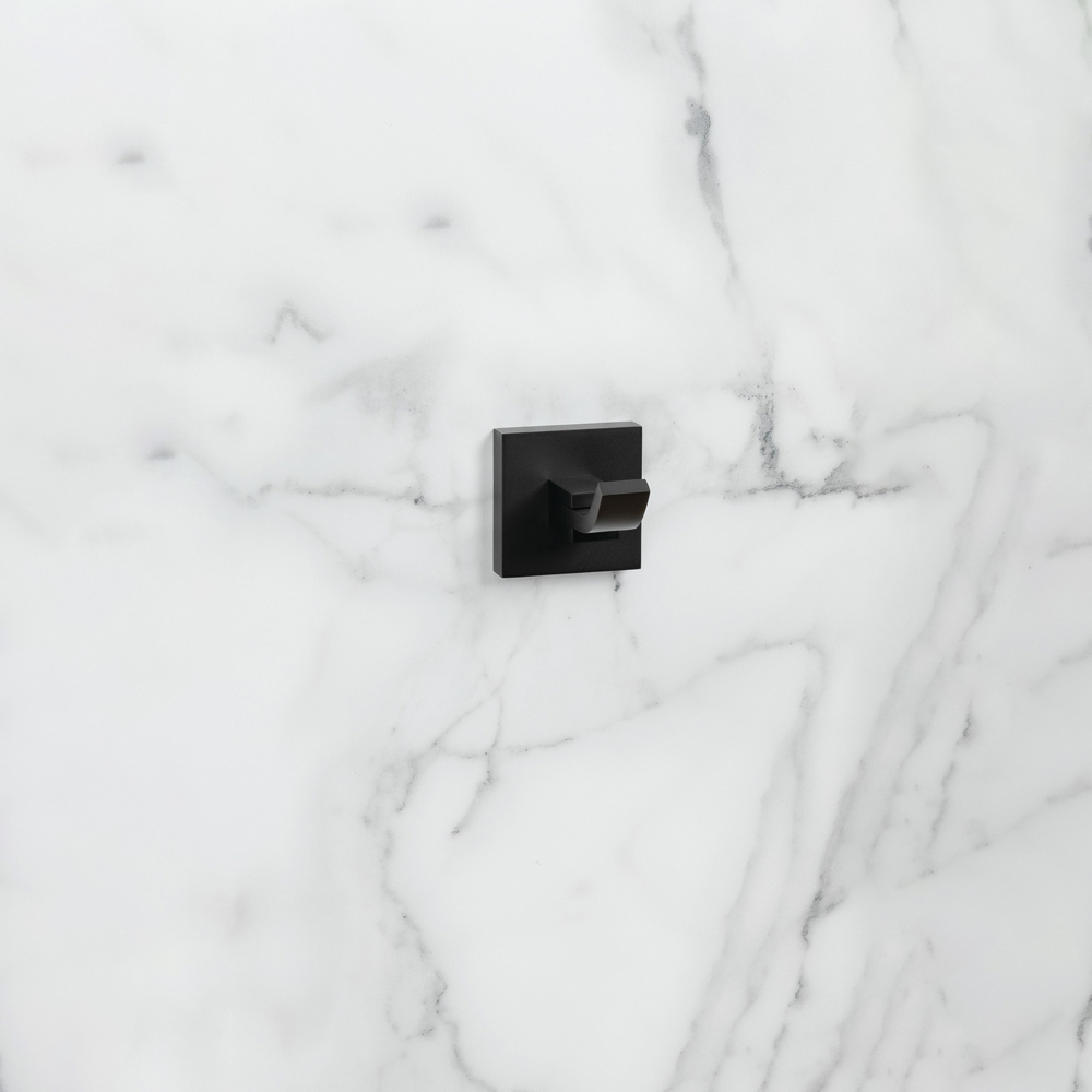 Bristan Solid Brass Matt Black Wall Mounted Square Robe Hook Image 4