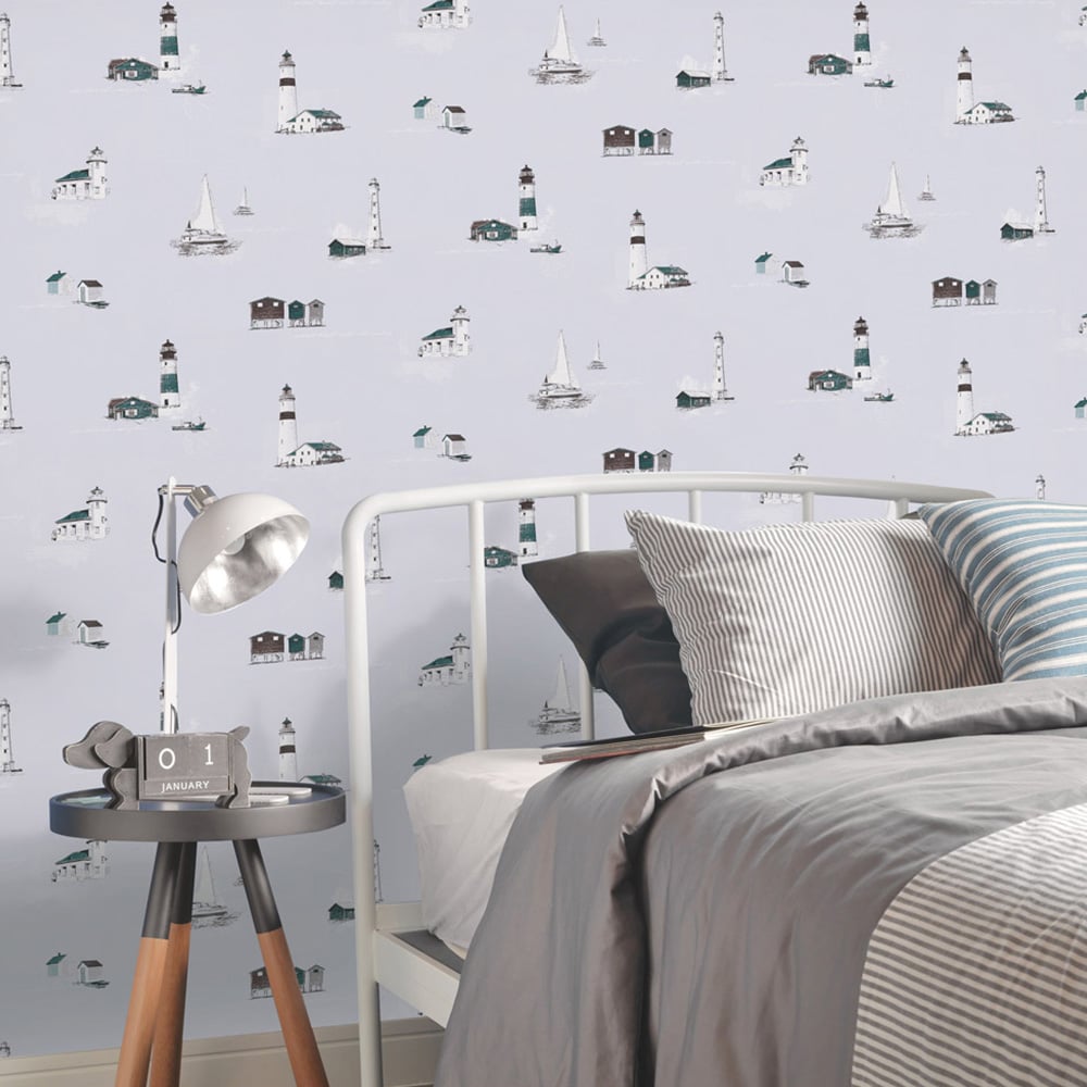 Galerie Deauville 2 Whimsical Motifs Green and Grey Wallpaper Image 2